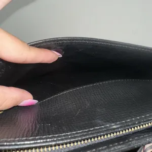 Burberry Vintage Clutch Bag Medium Black Leather Check Canvas Strap Hardware thumbnail 7