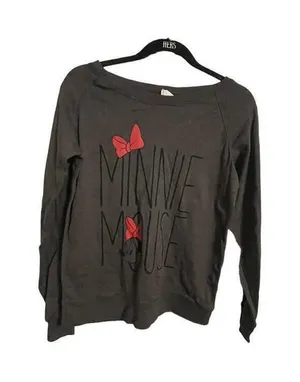 Disney Revesible Minnie Mouse Gray Sweatshirt M wt32 thumbnail 1