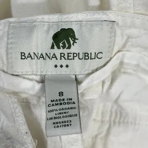Banana Republic Women's White Linen Mid Rise Straight Wide Leg Trousers Pants 8 thumbnail 5