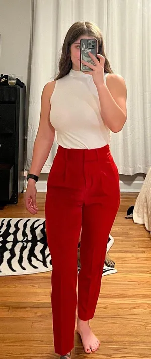 Express High Waisted Red Pants thumbnail 1