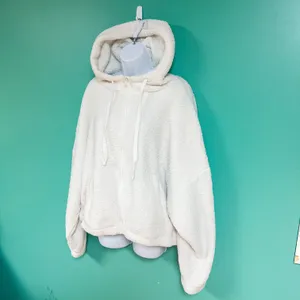 Aeropostale White Sherpa Hooded Zip Up Teddy Coat thumbnail 4