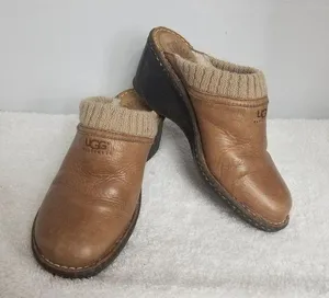 UGG Austraila Leather Wool Lined Clogs thumbnail 1