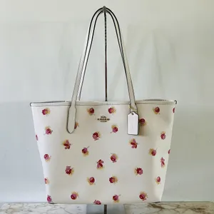 COACH Chalk Multi Poppy Floral City Tote Bag thumbnail 1