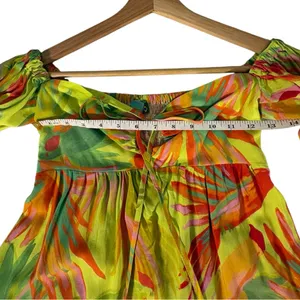 Farm Rio Tropical Print Puff Sleave Mini Dress XS Resort Vacation Sundress thumbnail 11