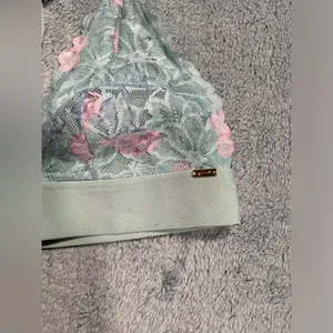 Victoria’s Secret pink lace bralette green pink floral small thumbnail 2