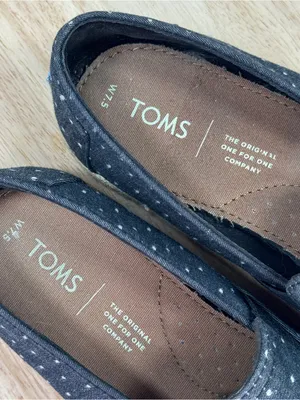 Toms Alpargata Polkadot Espadrille Canvas‎ Slip On Flats Shoes Black White 7.5 thumbnail 9