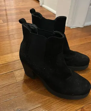 Suede Black Booties Size 8 thumbnail 5