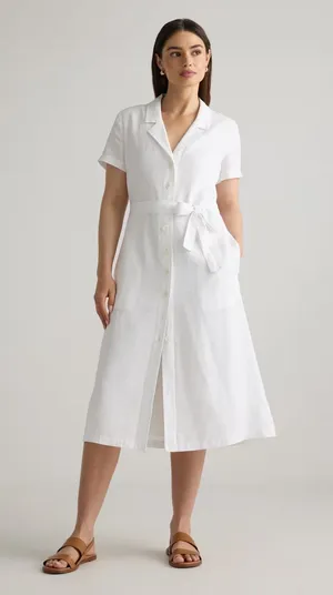 Quince 100% European Linen Button Front Dress thumbnail 1