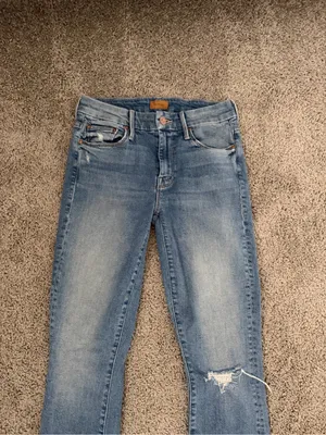 Mother Denim Looker Ankle Fray Jeans In Love Gun Wash Size 25 thumbnail 2