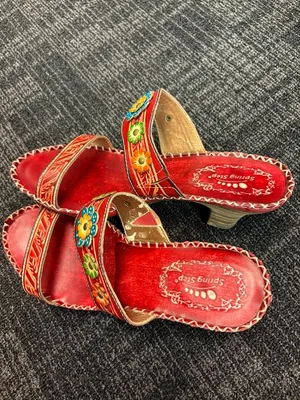 Spring Step red leather strappy slide sandals sz 41 or 9.5 - 10 heel 2.75” thumbnail 4
