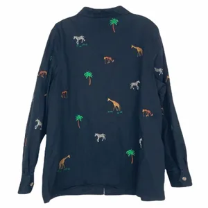 Quacker Factory Zebra Giraffe Monkey Embroidered Full Zip Sz L thumbnail 3