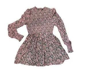 Lulus Floral Forever Green and Pink Floral Print Smoked Skater Dress Large NWOT thumbnail 4