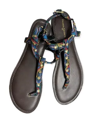 New Womens Faded Glory Tribal Print Slingback Sandals - Sz 10 thumbnail 1