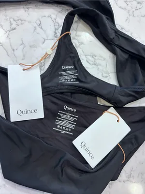 NWT Quince Black Italian Plunge Bikini Top & Low Rise Bottom Set Size Small thumbnail 3