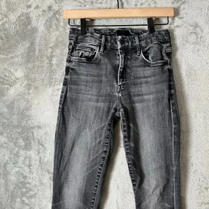 Mother The Looker Ankle Fray Skinny Jeans 24 X‎ 28” Stargazing Black Distressed thumbnail 2