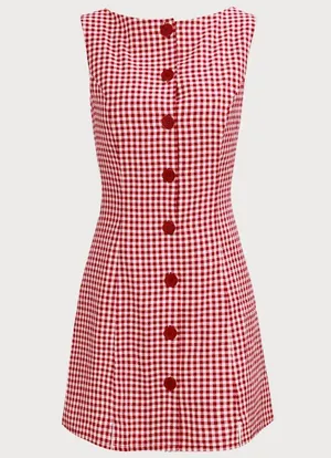 RIHOAS The Red Boat Neck Plaid Mini Dress thumbnail 5
