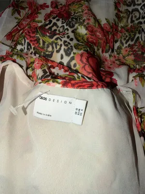 NWOT ASOS DESIGN chiffon Dress in mixed animal rose print SZ-6 thumbnail 5