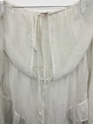 Victoria’s Secret off shoulder sheer white glitter romper swimsuit cover Large thumbnail 3