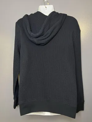 American Eagle Outfitters Hoodie Womens Small Black Waffle Knit Thermal Pullover thumbnail 5