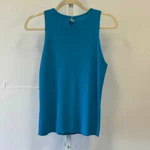 Vintage Y2K Crystal Kobe Turquoise Blue Embellished Neck Sleeveless Knit Top Med thumbnail 2