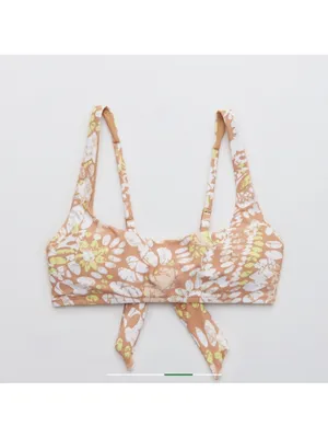 Aerie Scoop tie bikini top and Crossover High Cut Cheeky Bikini Bottom L sands thumbnail 5
