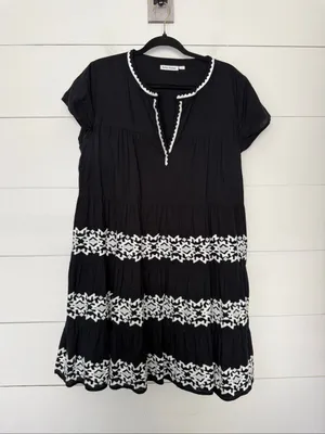 Roller Rabbit Women’s Large Black White Pamela Dress thumbnail 1