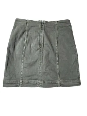 Free People Modern Femme Green Stretchy Denim Mini Skirt Womens Size 2 Casual thumbnail 3