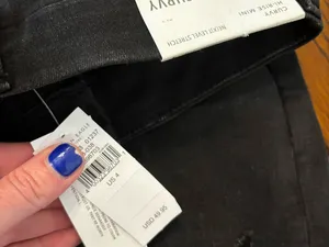 American Eagle NWT Distressed Black Denim Skirt thumbnail 3