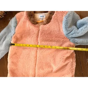 KOCH Faux Fur Colorblock Bomber Jacket Womens Pink Blue Brown Size S thumbnail 4