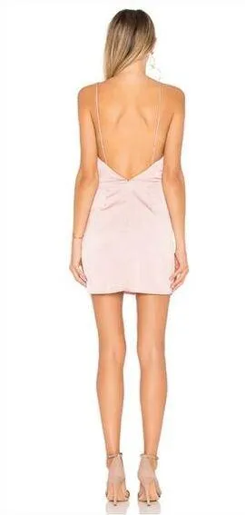 Superdown Kimora Satin Pleated Dress in Blush XS thumbnail 1