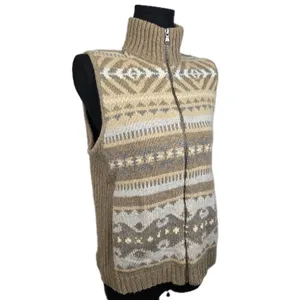 Vtg Lauren Ralph Lauren Womens Tan Fair Isle Full Zip Sweater Vest Size Medium thumbnail 2