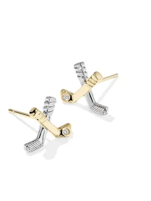 Kendra Scott Hockey Stick Pendant Necklace and Earrings Gold/Silver Matching Set thumbnail 7
