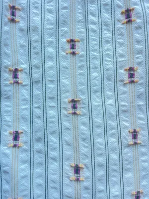 Loft Striped Embroidered Puff Sleeves Blouse Size L thumbnail 8
