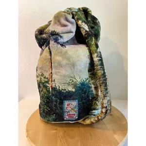 Johnny Was Cozy Plush Drawstring Bucket Sling Bag Large Tropical Parrot Jungle thumbnail 4