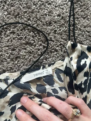 Timing Leopard Print Spaghetti Strap Cami - Black & Cream thumbnail 4