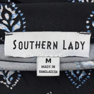 Southern Lady Paisley Border Print Maxi Skirt Black Blue Boho Stretch Size M thumbnail 5