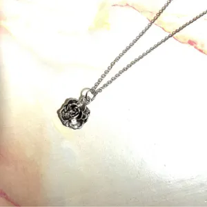 Silver tone rose pendant necklace thumbnail 4
