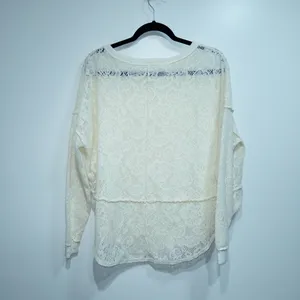 Free People Cream Not Cold In This Lace Sweater Size XS thumbnail 7
