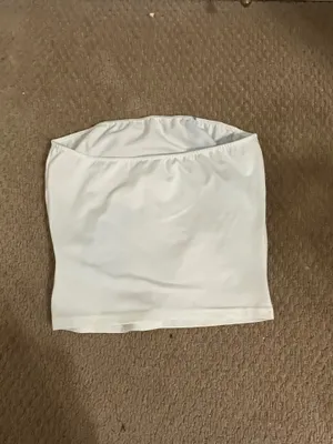 SheIn White and blue hibiscus print tube top XS thumbnail 2