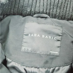 Zara Basic Black‎ Snap Button Pockets Full Zip Belted Lined Hooded Jacket Size M thumbnail 2