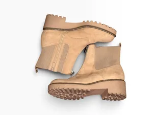 Torrid Women's Tan Suede Ankle Boots - Front Zip Lug Chelsea thumbnail 7