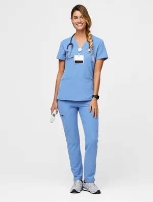 FIGS Casma Three-Pocket Scrub Top Ceil Blue thumbnail 4