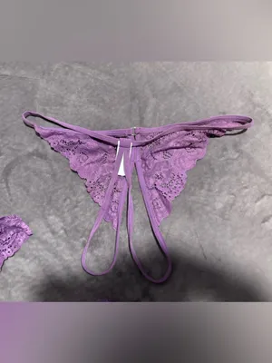 New! 3 Piece Purple Lace Bralette, Mini Skirt with G-String Crotchless thumbnail 6