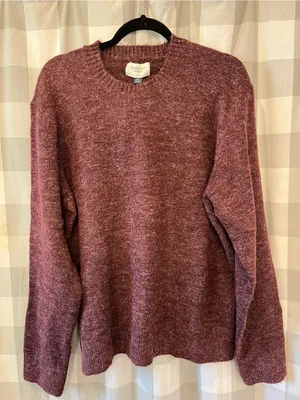 American Eagle Outfitters Men's Heathered Wine Crewneck Sweater thumbnail 1