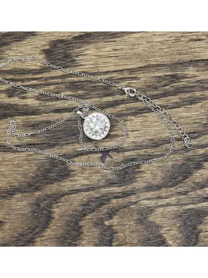 NEW Crystal Halo Medallion Pendant Necklace Silver Gray / Clear 18" + 2" thumbnail 2