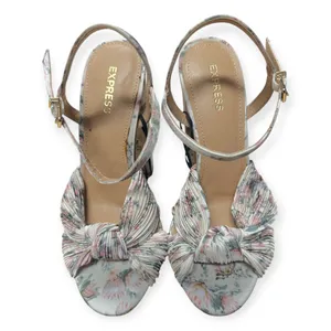 EXPRESS | NWT | 6 | Floral Twist Strap Multi-Color Platform Heeled Sandals thumbnail 7