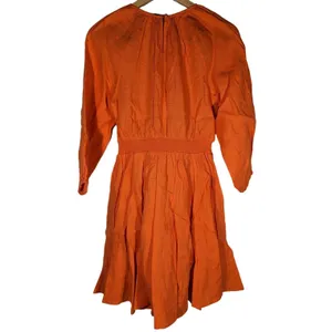 J‎ Crew Orange Linen Smocked Waist Mini Dress Size XS thumbnail 2