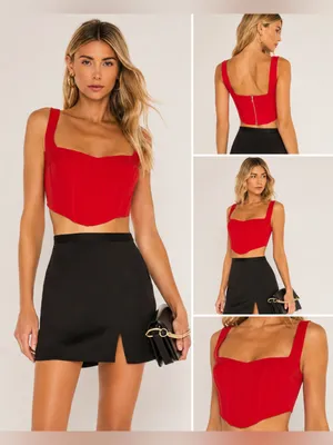 Bardot Fire Red Mini Corset‎ Bustier Crop Top Coquette Feminine Party Going Out thumbnail 2