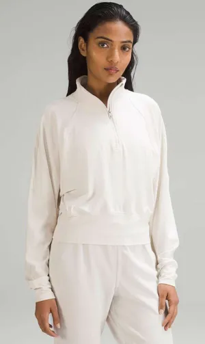 Lululemon Ready to Rulu Half-Zip Pullover White Opal Cropped Athletic Women's 2 thumbnail 1