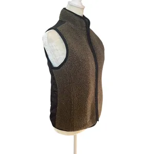 gray and black sherpa sleeveless zip up vest women's size small thumbnail 2